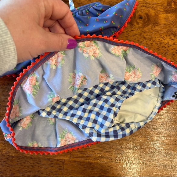 Matilda Jane blue red floral two piece bikini swimsuit size 12-18 months - Picture 2 of 7